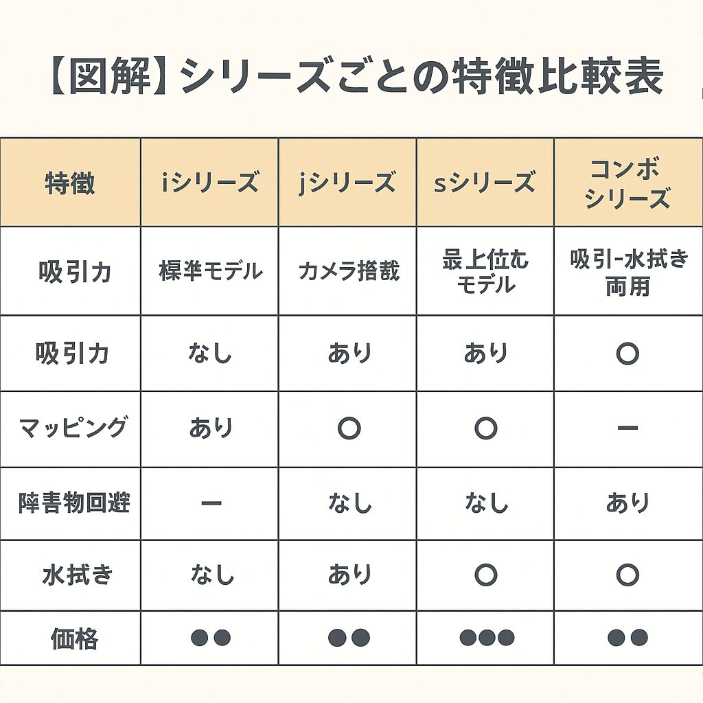ルンバのシリーズ比較表